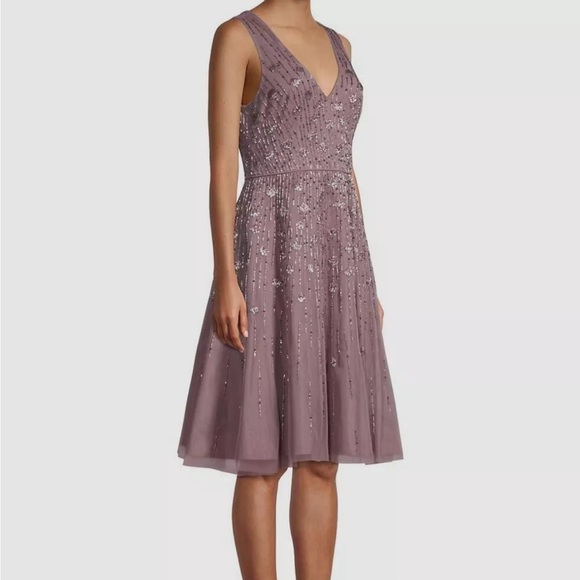 NWT AIDAN MATTOX Women’s Purple Sleeveless Knee Length Cocktail Dress sz 2 - Picture 3 of 7